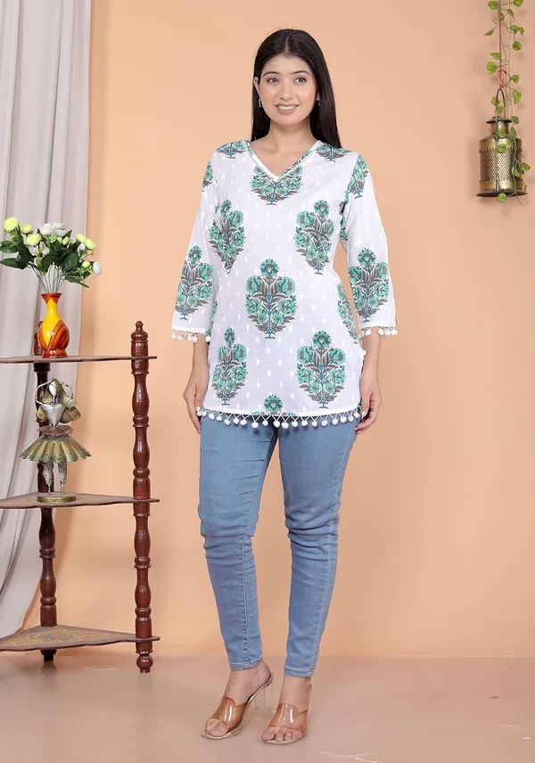 White_Cotton_Straight_Kurti_For_Women