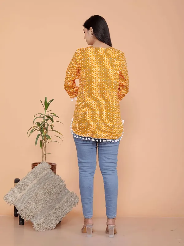 Yellow_Cotton_Straight_Kurti_For_Women