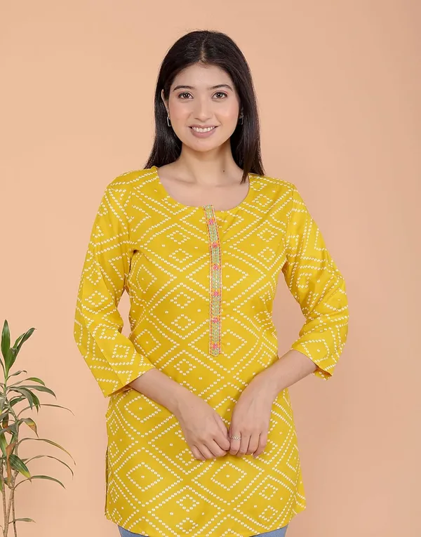 Yellow_Cotton_Straight_Kurti_For_Women