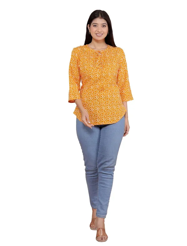 Yellow_Cotton_Straight_Kurti_For_Women
