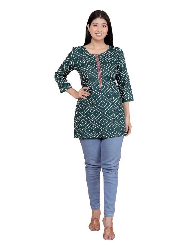 Green_Cotton_Straight_Kurti_For_Women