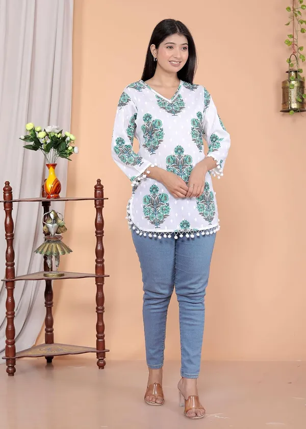 White_Cotton_Straight_Kurti_For_Women