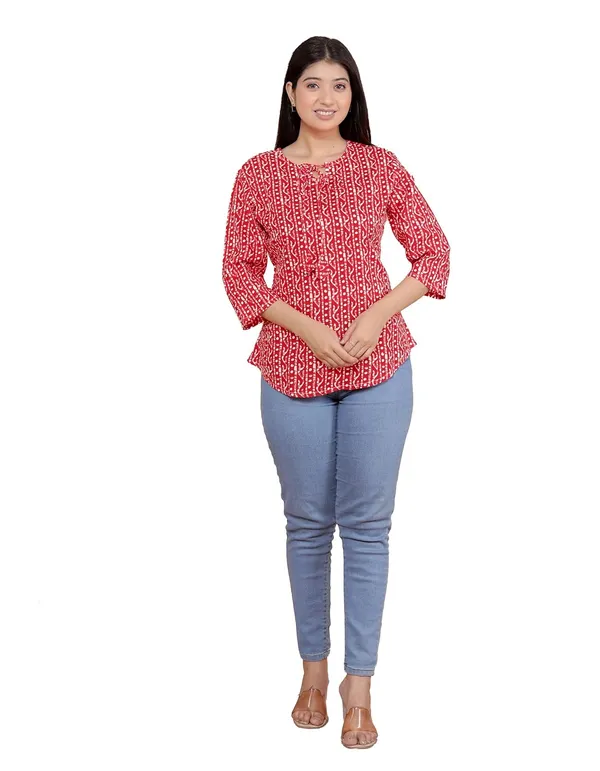 Red_Cotton_Kurti_For_Women