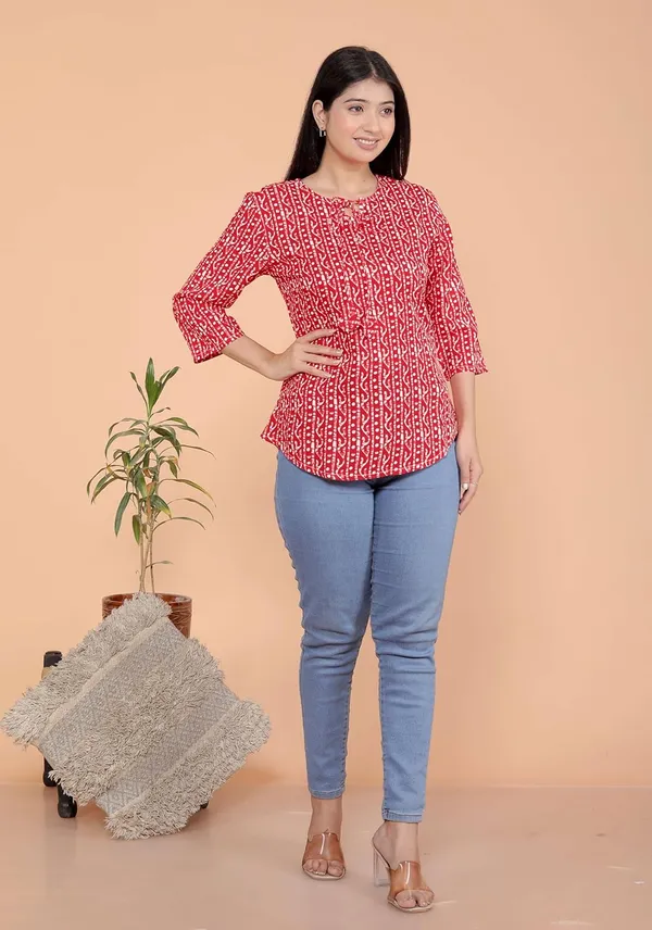 Red_Cotton_Kurti_For_Women