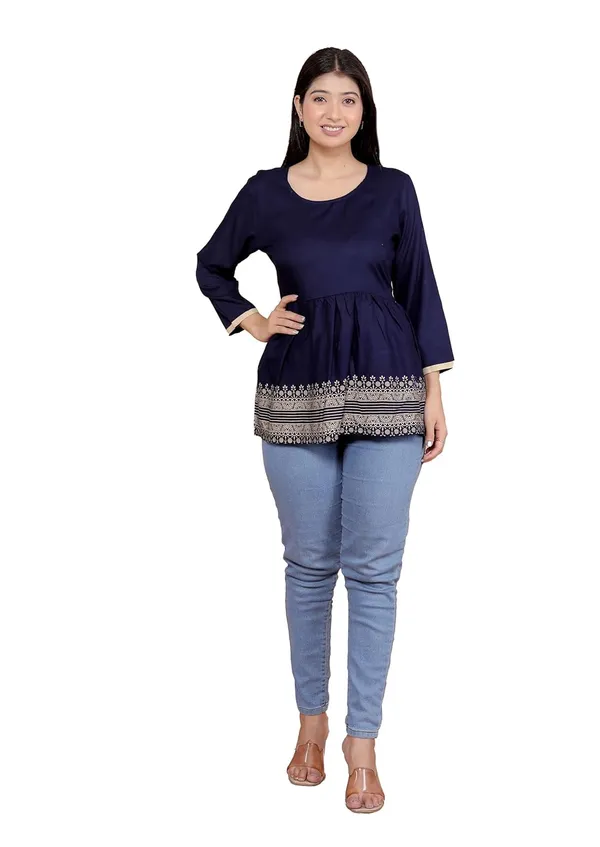 Navy_Blue_Cotton_Anarkali_Kurti_For_Women