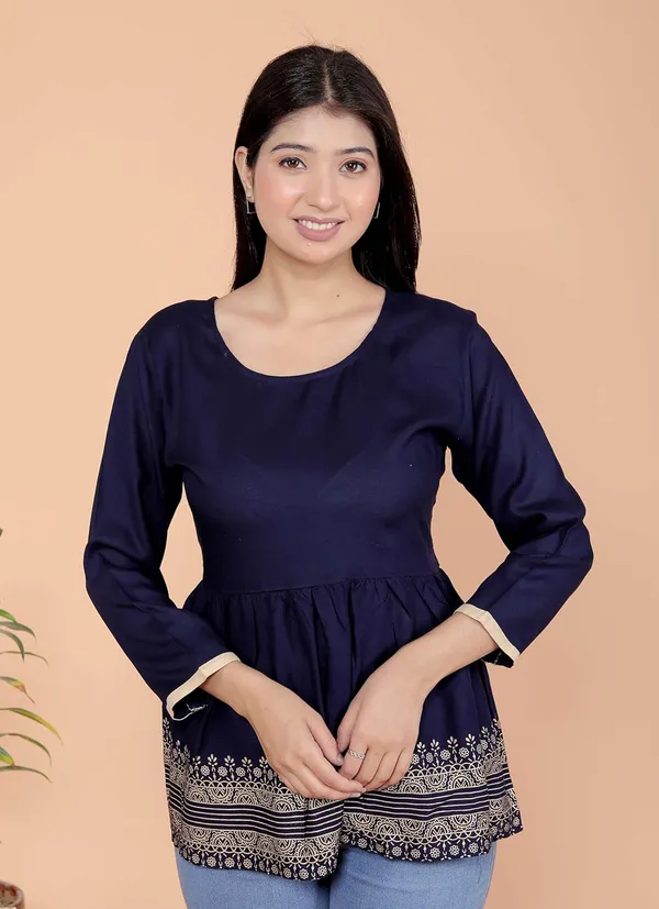 Navy_Blue_Cotton_Anarkali_Kurti_For_Women