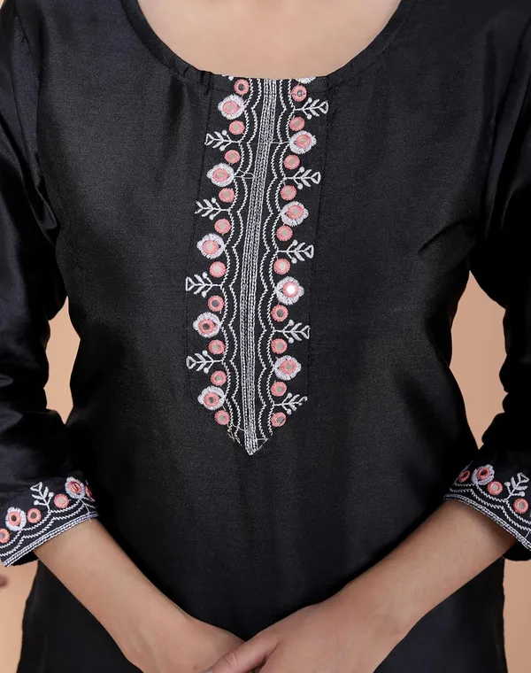 Black_Satin_Straight_Kurti_For_Women