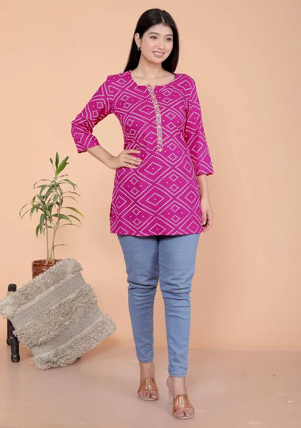 Pink_Cotton_Straight_Kurti_For_Women