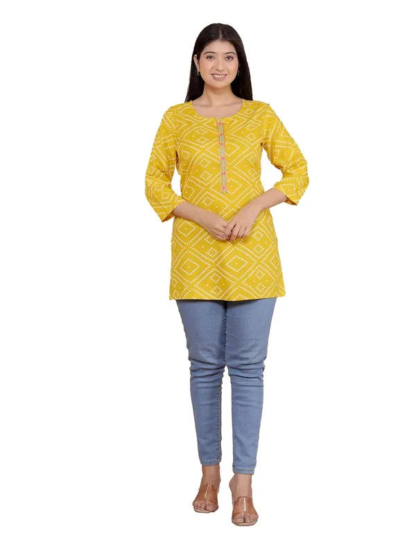 Yellow_Cotton_Straight_Kurti_For_Women