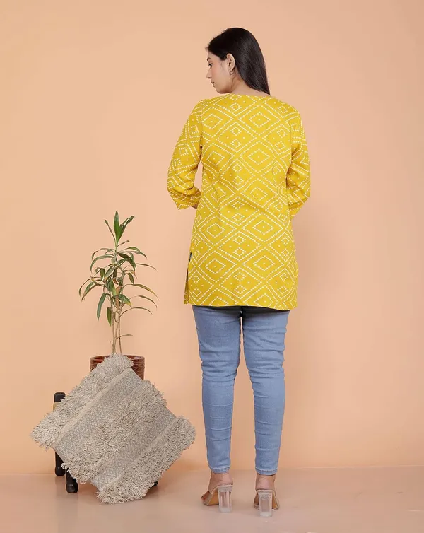 Yellow_Cotton_Straight_Kurti_For_Women
