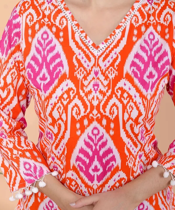 Orange_Cotton_Straight_Kurti_For_Women