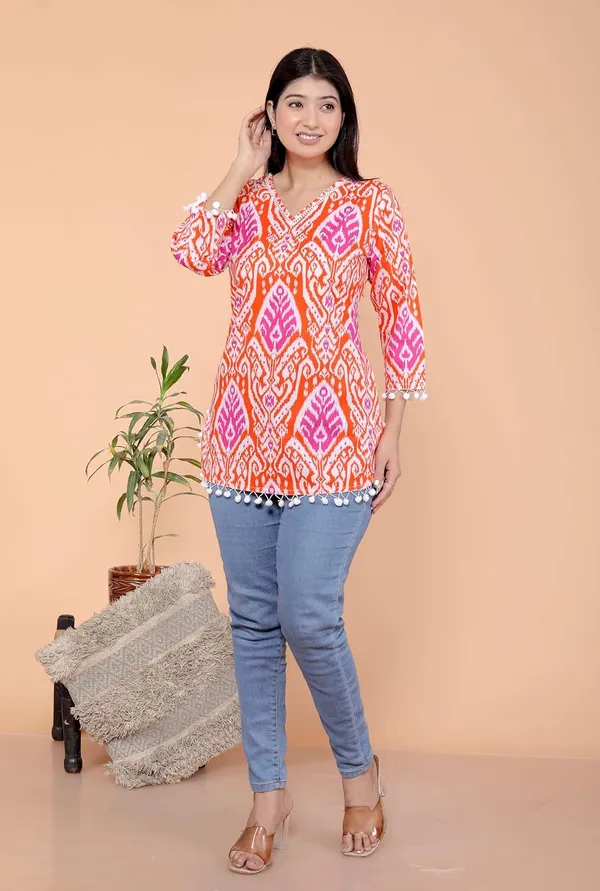 Orange_Cotton_Straight_Kurti_For_Women
