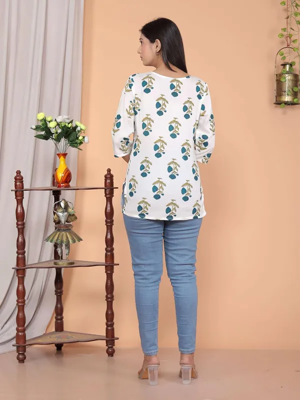 Pure_White_Rayon_Short_Kurti_For_Women