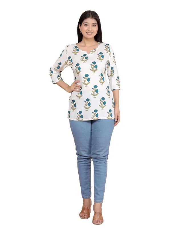 Pure_White_Rayon_Short_Kurti_For_Women