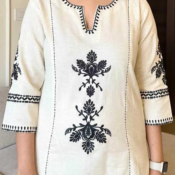 White_Cotton__Polyester_Kurta_With_Palazzo_For_Women