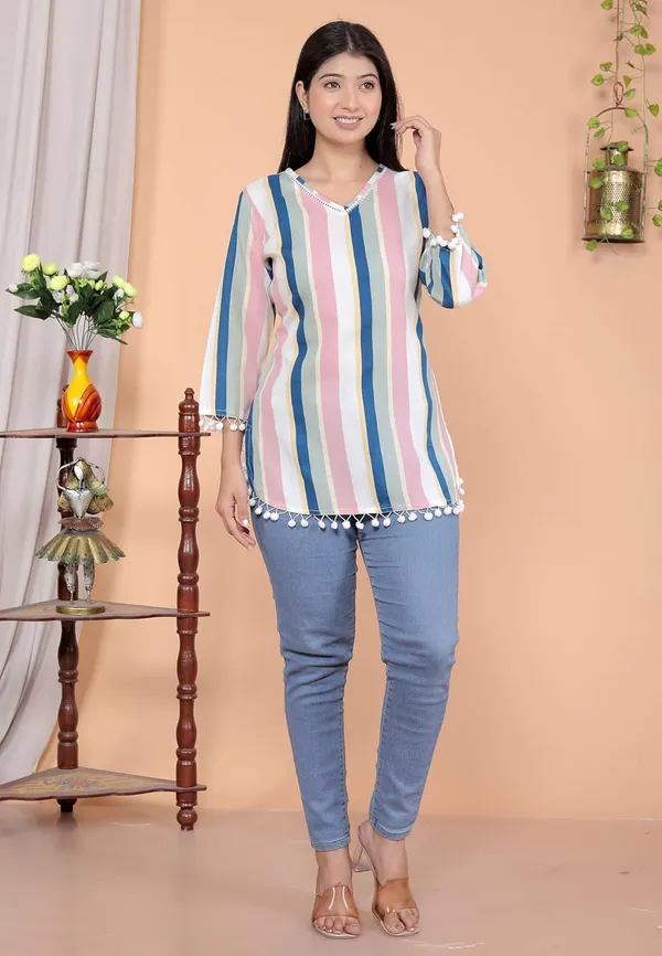 White__And_Pink_Cotton_Straight_Kurti_For_Women