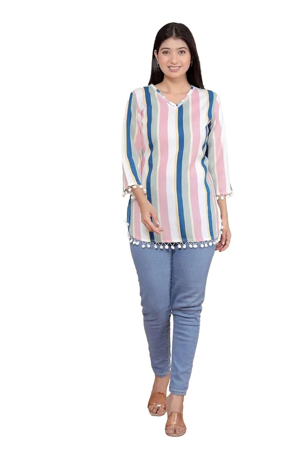 White__And_Pink_Cotton_Straight_Kurti_For_Women