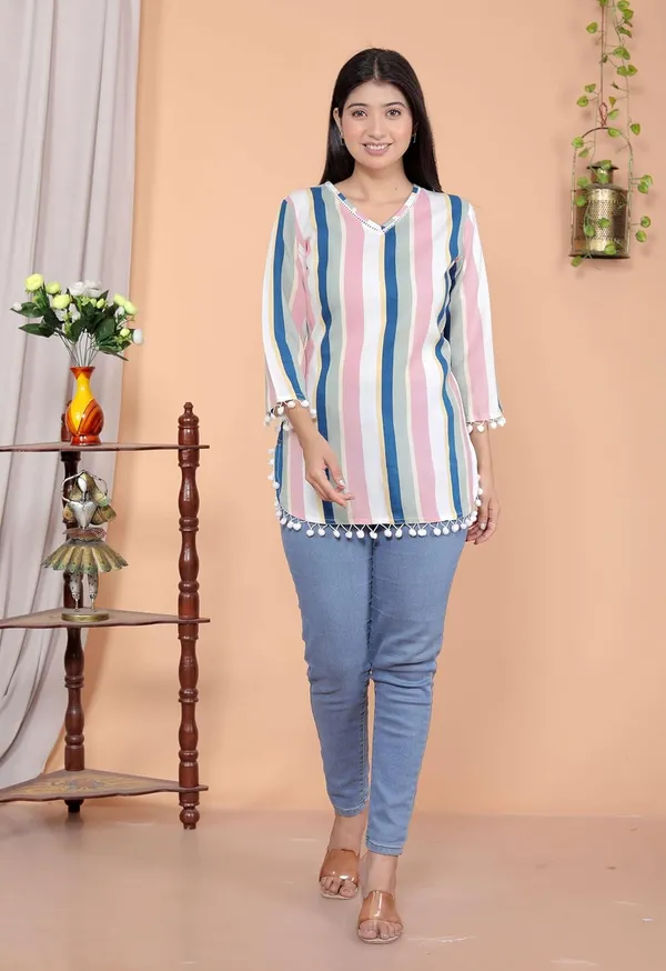 White__And_Pink_Cotton_Straight_Kurti_For_Women