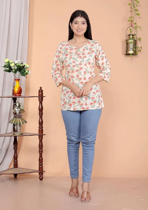 White_Rayon_Short_Kurti_For_Women