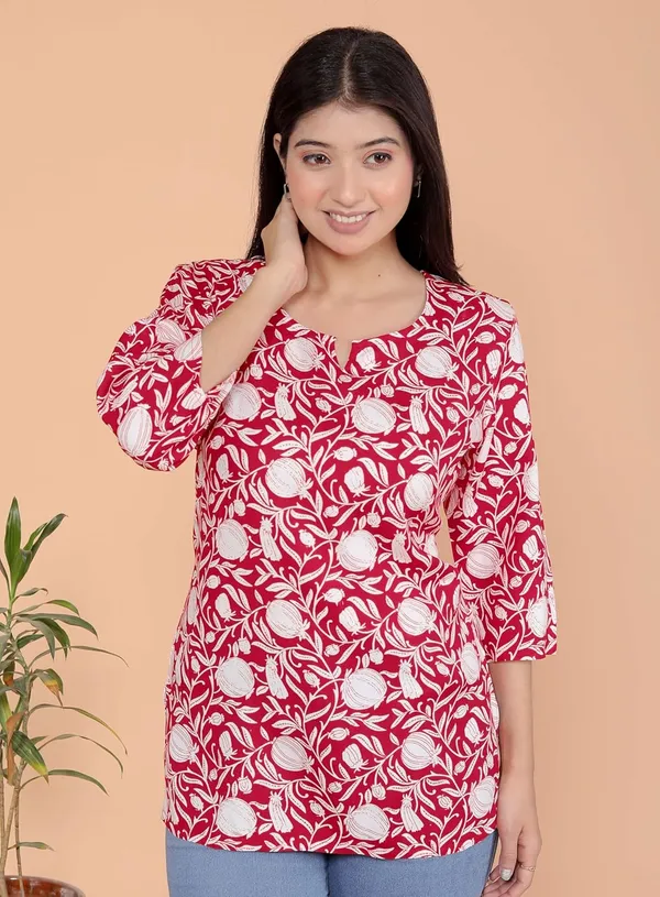 Red_Rayon_Short_Kurti_For_Women