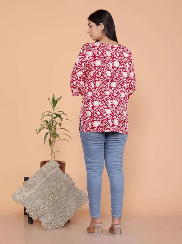 Red_Rayon_Short_Kurti_For_Women