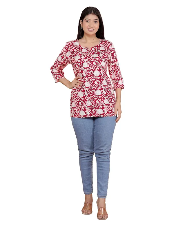 Red_Rayon_Short_Kurti_For_Women