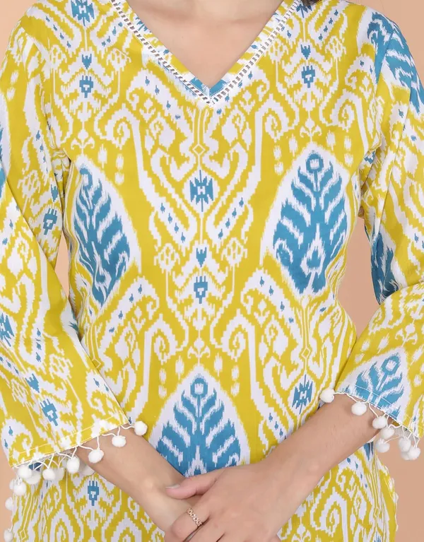 Yellow_Cotton_Straight_Kurti_For_Women