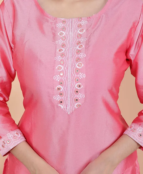 Pink_Satin_Straight_Kurti_For_Women