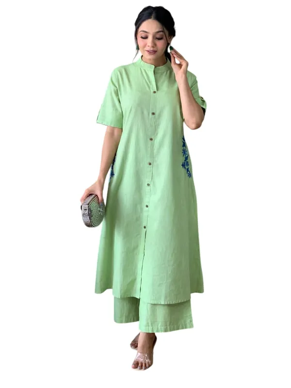 Mint_Green_Cotton_Polyester__Kurti_With_Palazzo_For_Women
