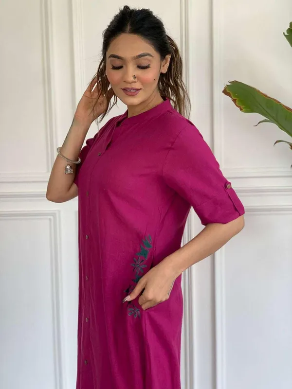 Pink_Cotton__Polyester_Kurti_With_Palazzo_For_Women