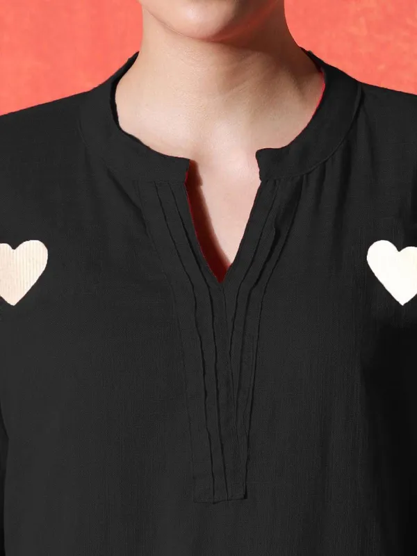 Black_Cotton_Kurti_With_Pant_Set_For_Women