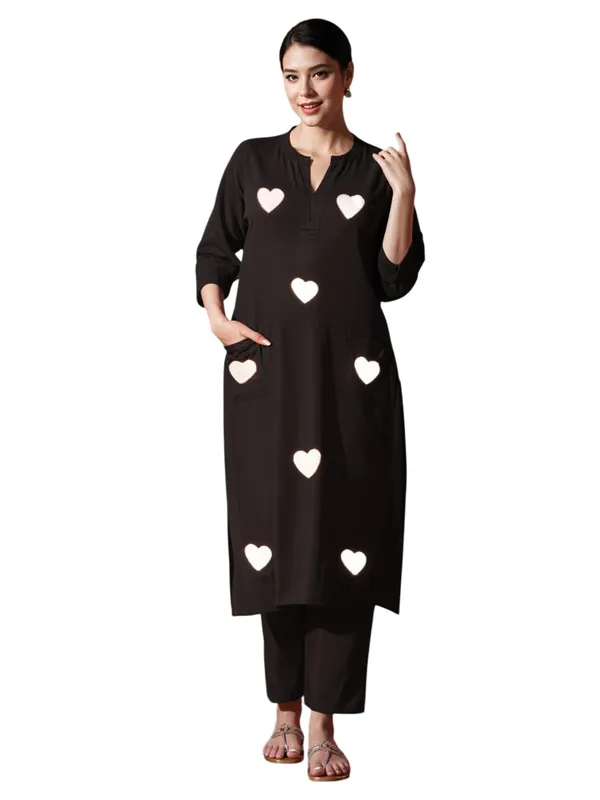 Black_Cotton_Kurti_With_Pant_Set_For_Women