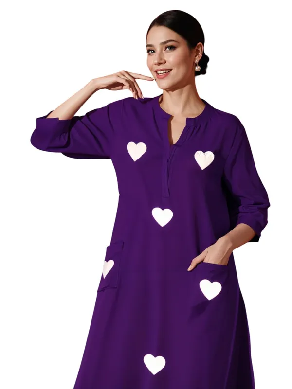 Purple_Cotton_Kurti_With_Pant_Set_For_Women