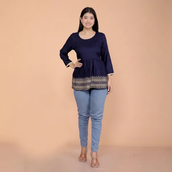 Navy_Blue_Cotton_Anarkali_Kurti_For_Women