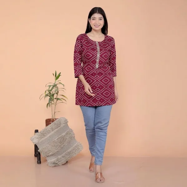 Maroon_Cotton_Straight_Kurti_For_Women