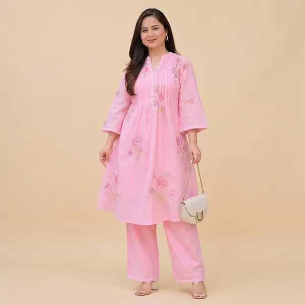 Pink_Cotton_Kurti_With_Pant_Set_For_Women