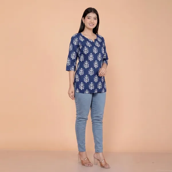 Blue_Rayon_Short_Kurti_For_Women