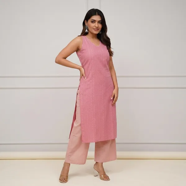 Gajri_Cotton__Polyester_Kurti_With_Pant_Set_For_Women