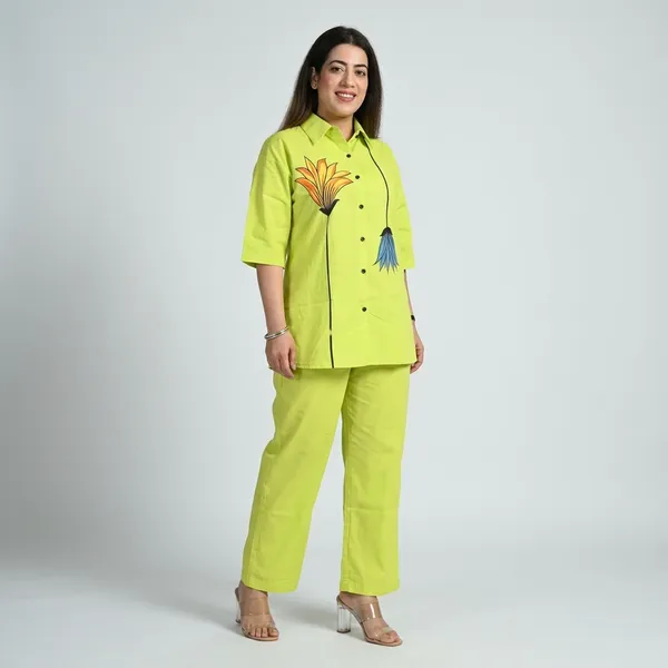 Yellow_Cotton_Polyester__Kurti_With_Pant_For_Women