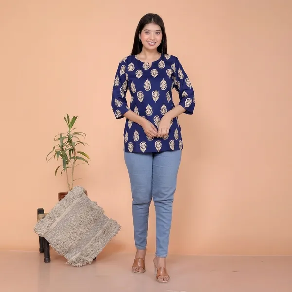 Dark_Blue_Rayon_Kurti_For_Women