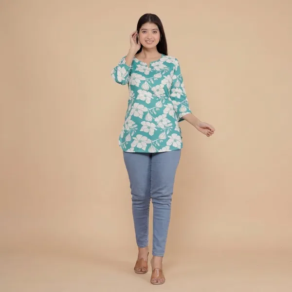 Sky_Blue_Cotton_Tunic_Kurti_For_Women