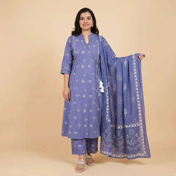 Blue_Cotton_Polyester_Anarkali_Kurti_With_Pant_Set_For_Women