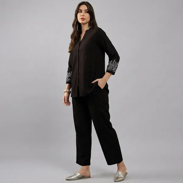 Black_Rayon_Kurti_With_Pant_Set_For_Women