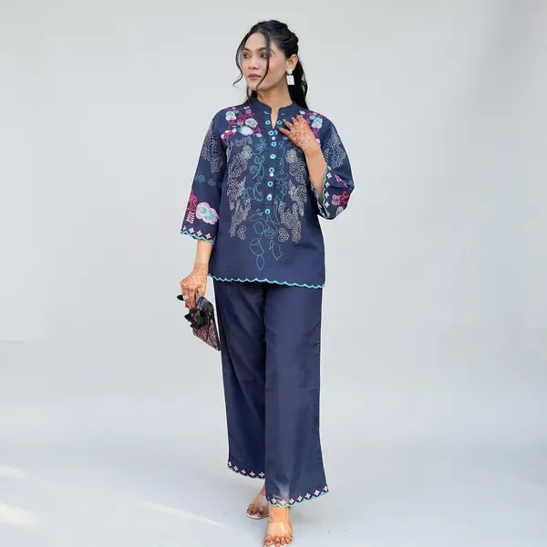 Blue_Cotton_Kurti_With_Pant_Set_For_Women