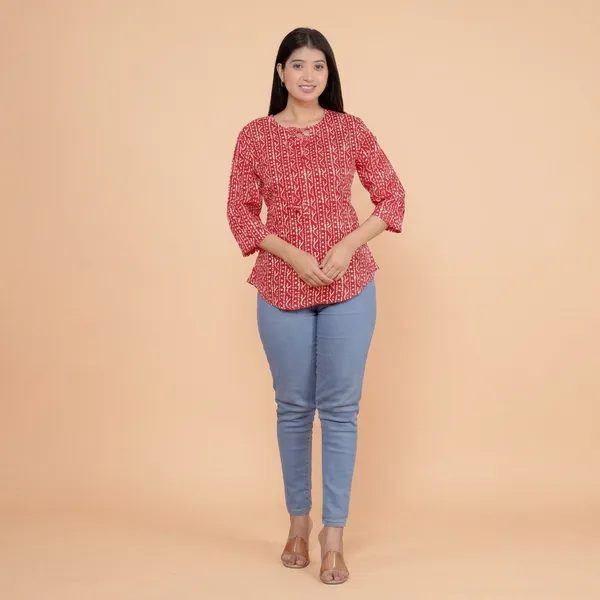 Red_Cotton_Kurti_For_Women