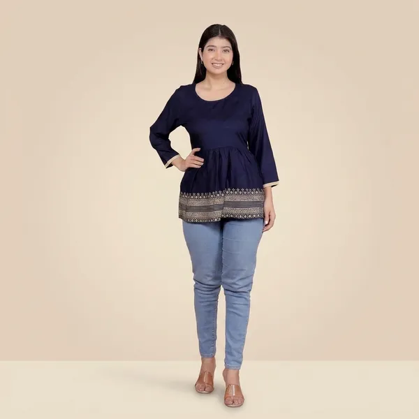 Navy_Blue_Cotton_Anarkali_Kurti_For_Women