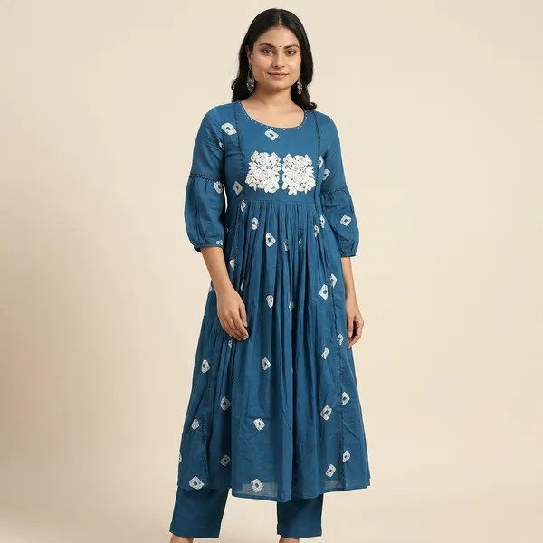 Blue_Cotton_Polyester_Anarkali_Kurti_For_Women
