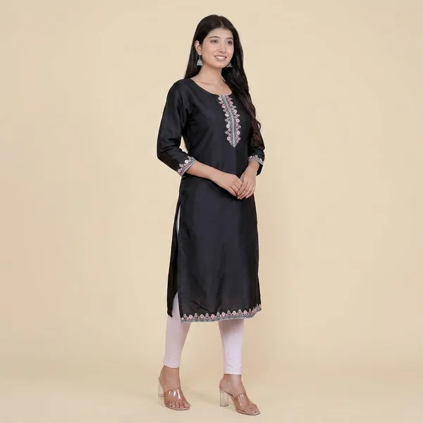 Black_Satin_Straight_Kurti_For_Women