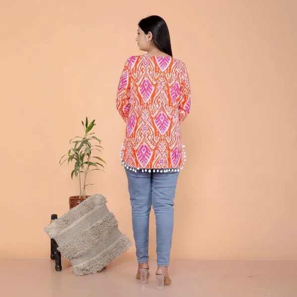 Orange_Cotton_Straight_Kurti_For_Women