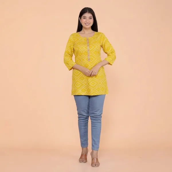 Yellow_Cotton_Straight_Kurti_For_Women